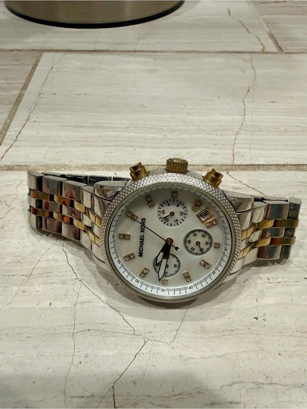 Michael Kors Two-Tone Silver and Gold Mother-of-Pearl Dial Watch